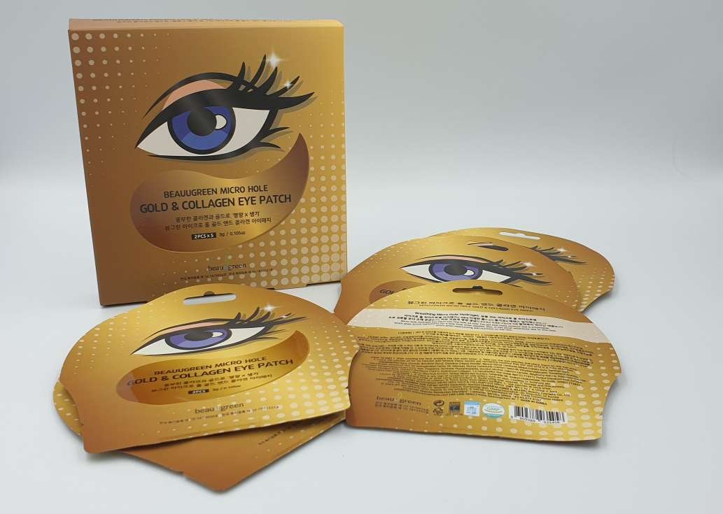 Mặt nạ mắt BeauuGreen Microhole Hydrogel Gold &amp; Collagen Eye Patch (Màu vàng)