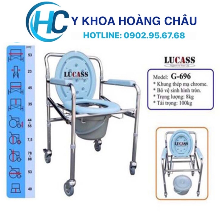 Ghế Bô Vệ Sinh Có Bánh Xe, Bô Tròn Lucass G-696 ( G696 ) (Tiêu chuẩn Mỹ)