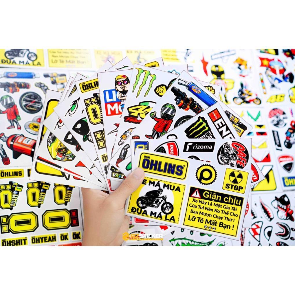 Sticker Tem Xe Chế | Dán Nón Bảo Hiêm, Điện Thoại, Laptop, Bình Nước...Chống Nước, Chống Bay Màu
