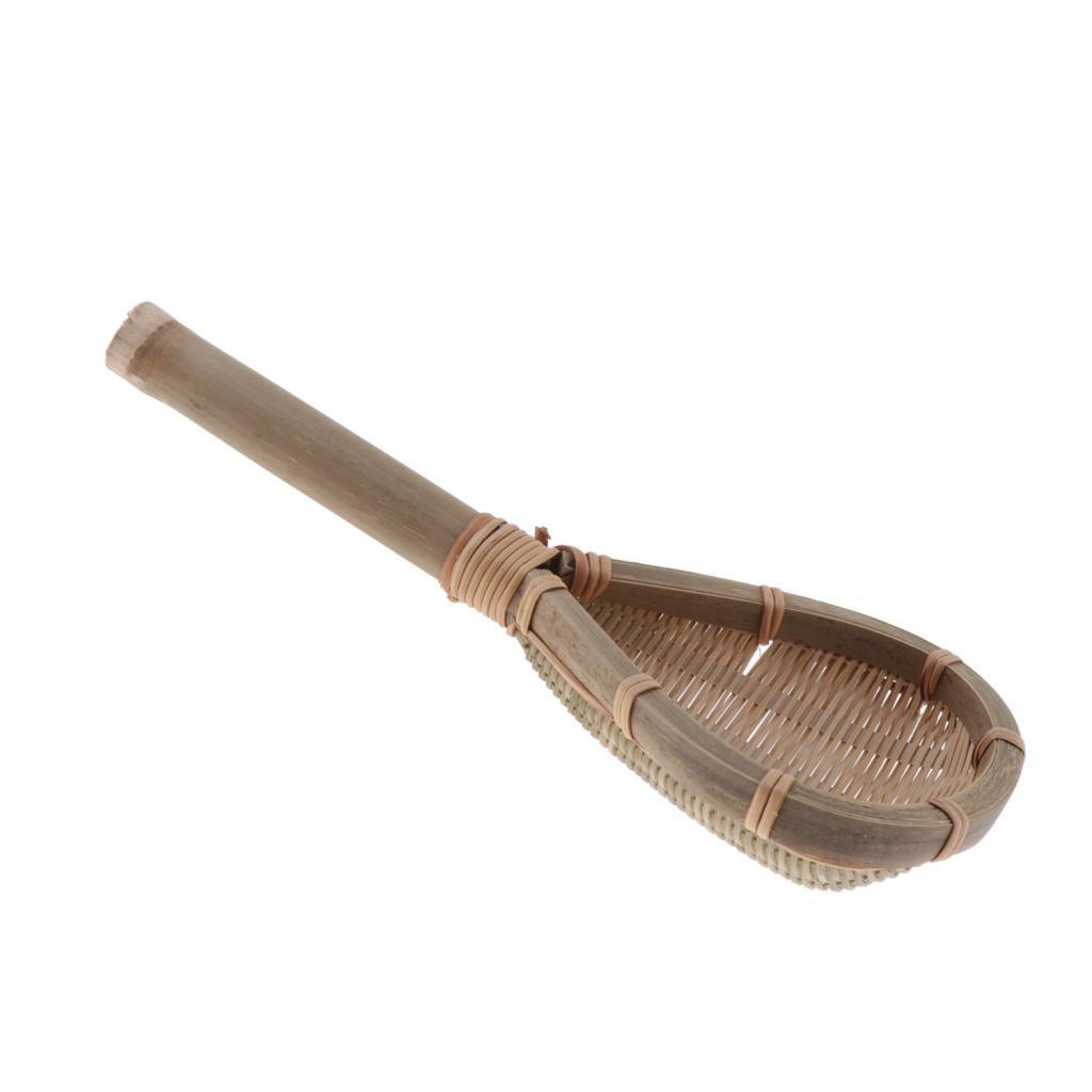Handmade Bamboo Food Mesh Strainer Woven Rice Strainer Colander Spoon