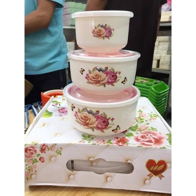 Bộ Bát Sứ Có Nắp Hút Chân Không