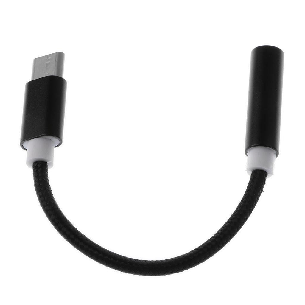 USB-C Type C to 3.5mm Audio  Headphone Cable Charging Adapter Lead Black