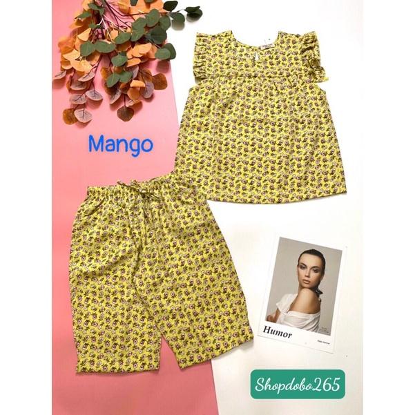 Đồ bộ nữ,đồ ngủ mặc nhà lửng vải lụa mango hoạ tiết hoa nhí thời trang size 45-57kg.