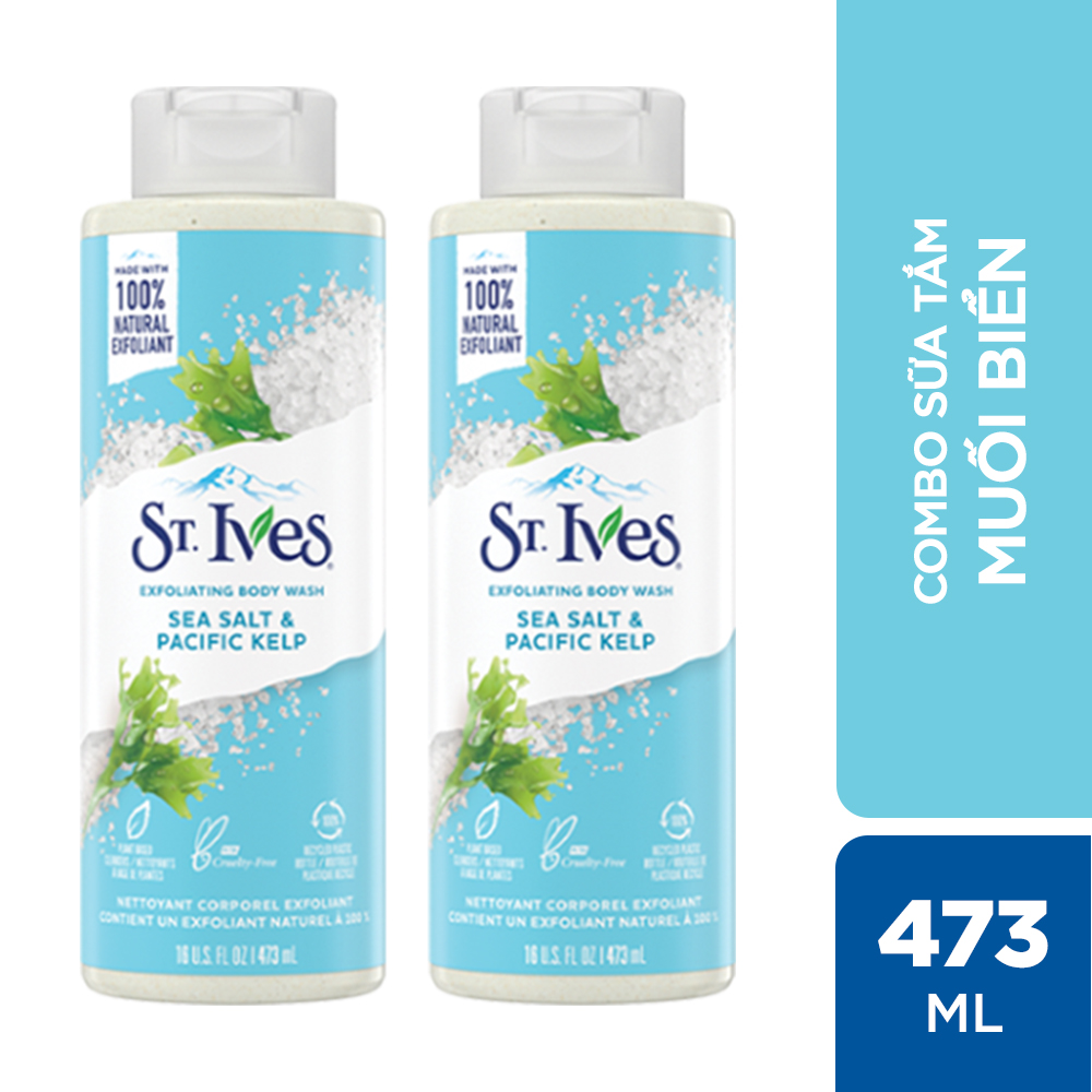 Combo 2 chai Sữa tắm dưỡng da St.Ives Muối biển 473ml