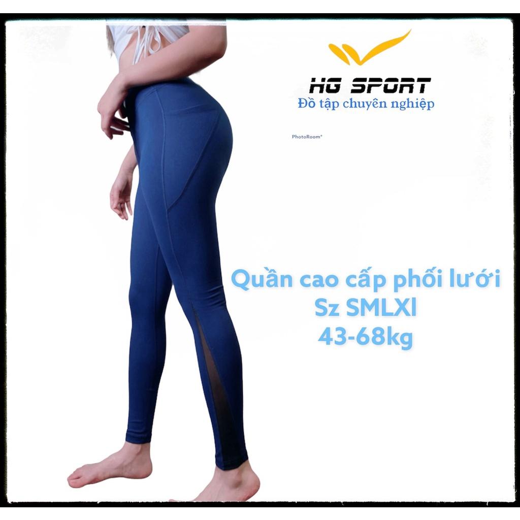 Quần Tập Gym, Yoga, Thể Thao Cao Cấp nữ quần dài lưng cao,phối lưới, túi cạnh Hg Sport QD508