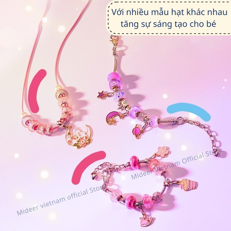 Đồ chơi tự kết vòng tay kèm charm lắc tay Mideer Girls Power Lacing Beads Fantastic Garden Hộp quà tặng