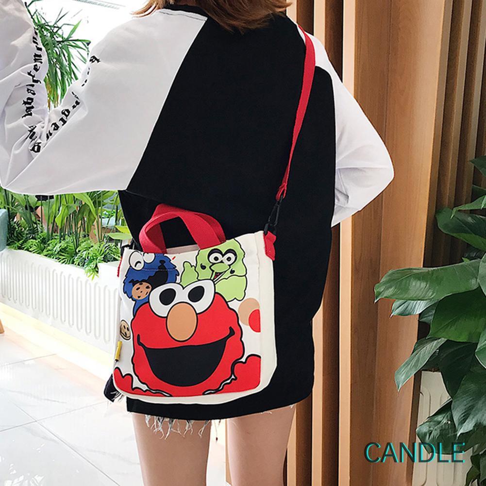 Túi Vải Canvas Đeo Chéo Họa Tiết Hoạt Hình Xinh Xắn Cho Nữ