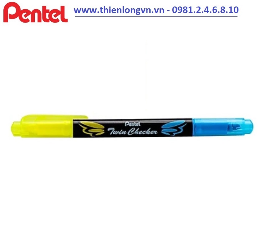 Bút nhớ dòng 2 đầu Pentel – SLW8 màu vàng - xanh biển