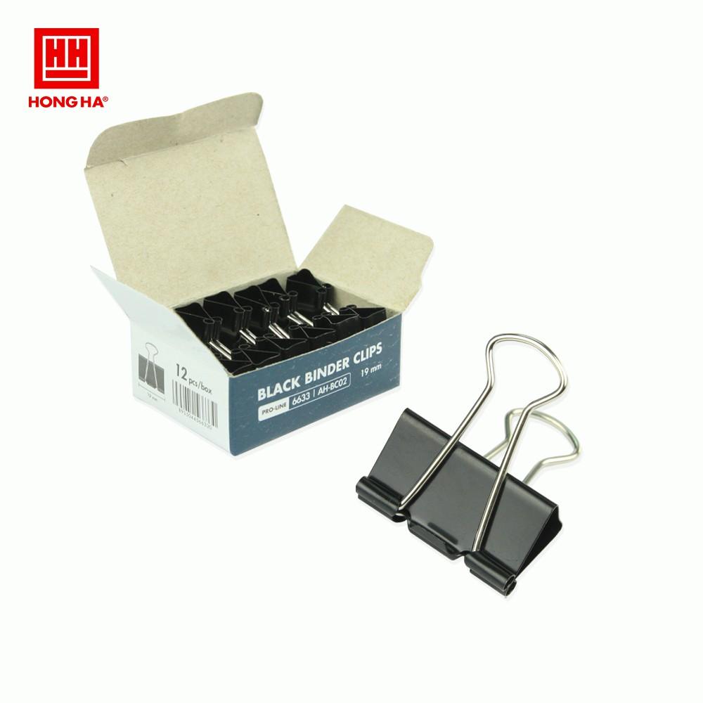 Kẹp bướm, kẹp giấy đen Hồng Hà 19mm - 6633