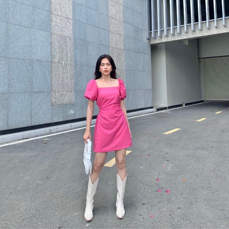 Đầm đầm ôm ngắn cut out hở lưng beige/xanh da trời/hồng/xanh neon _ AUDREY STUDIO
