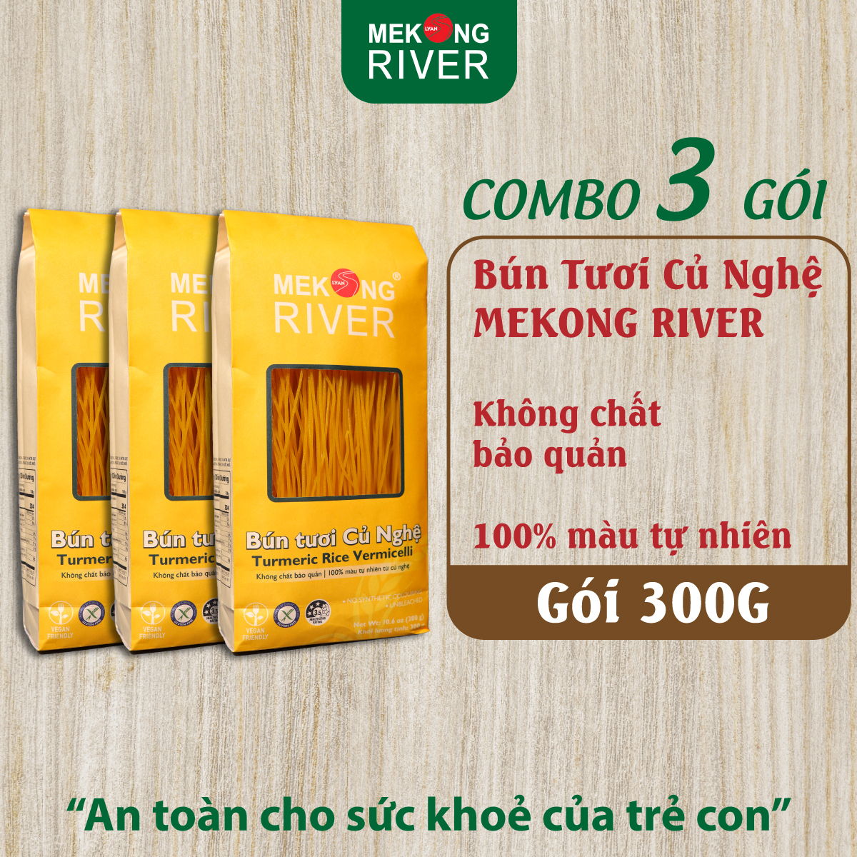 Combo 3 túi Bún Tươi Củ Nghệ 300g