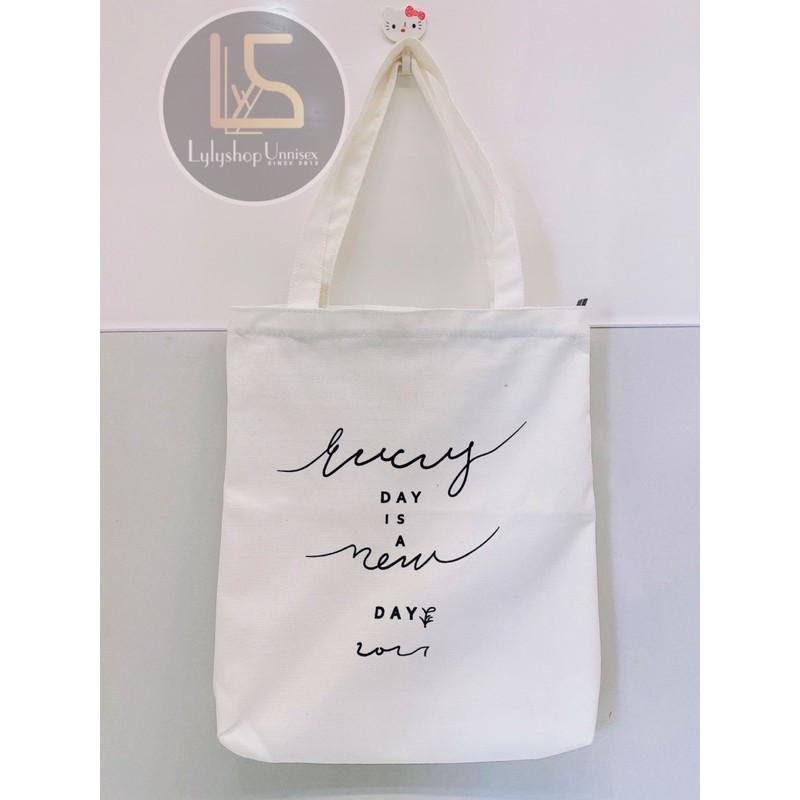 Túi tote Lylyshop, túi vải canvas ulzzang unisex, vải bố đã qua xử lý làm mịn bề mặt