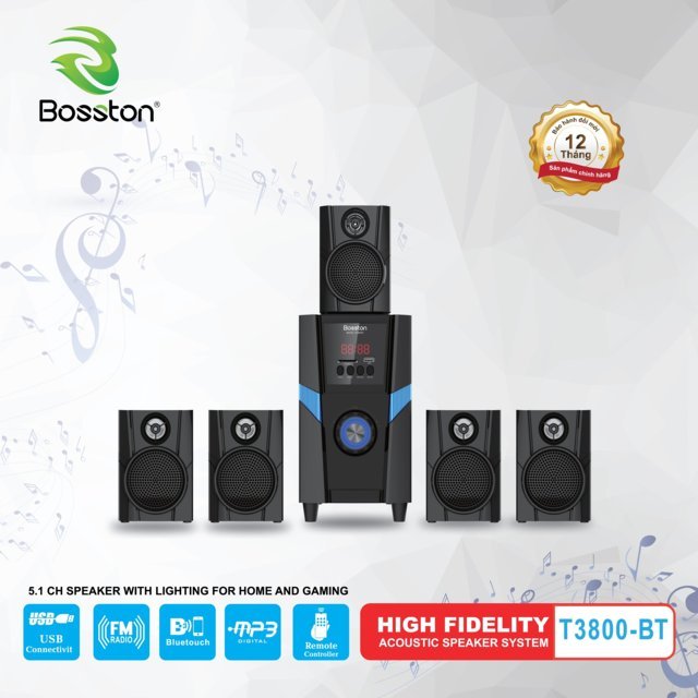 Loa 5.1 Bosston T3800-BT LED(Bluetooth - AC 220V) - JL - HÀNG CHÍNH HÃNG