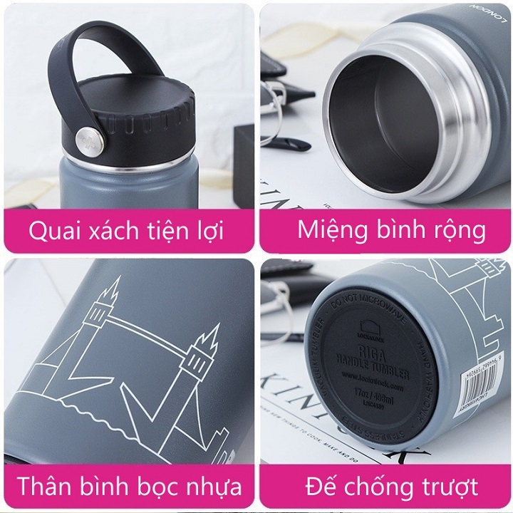 Bình Giữ Nhiệt Lock&amp;Lock Riga Tumbler LHC4160 (897ml) - Hàng Chính Hãng, Bằng Thép Không Gỉ, Có Lưới Lọc Inox - Tặng Kèm Ống Hút Và Cọ Rửa Ống Hút