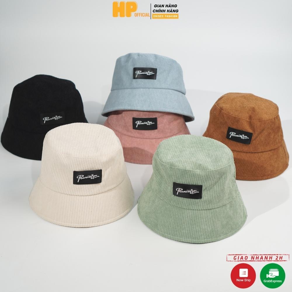 Mũ bucket vành cụp ️ Nón tai bèo thêu PromissYou chất nhung tăm cao cấp form unisex nam nữ N42