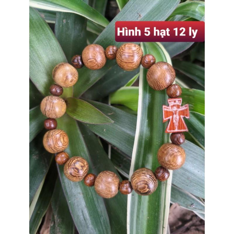 Chuỗi hạt mân côi thánh giá hạt 8ly 10ly 12ly vòng tay nam nữ gỗ hương muồng màu đen và vàng
