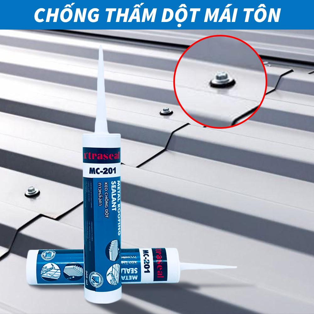 Keo chống dột ngoài trời X’traseal chịu nhiệt chống thấm phủ sơn màu xám MC-201 300ml