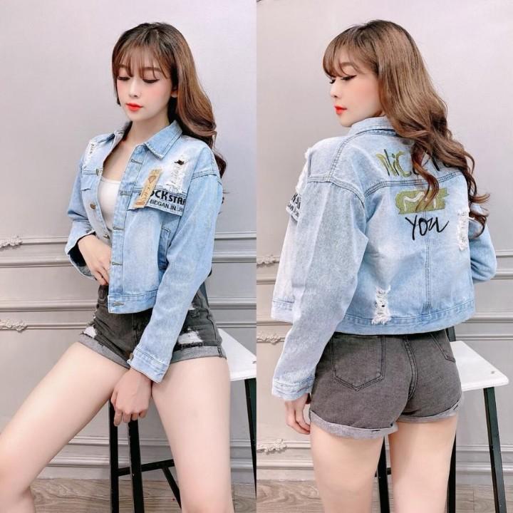Áo khoát jean Thêu Chữ Nice To You siêu hot rất hot-A3131 - Xanh đậm