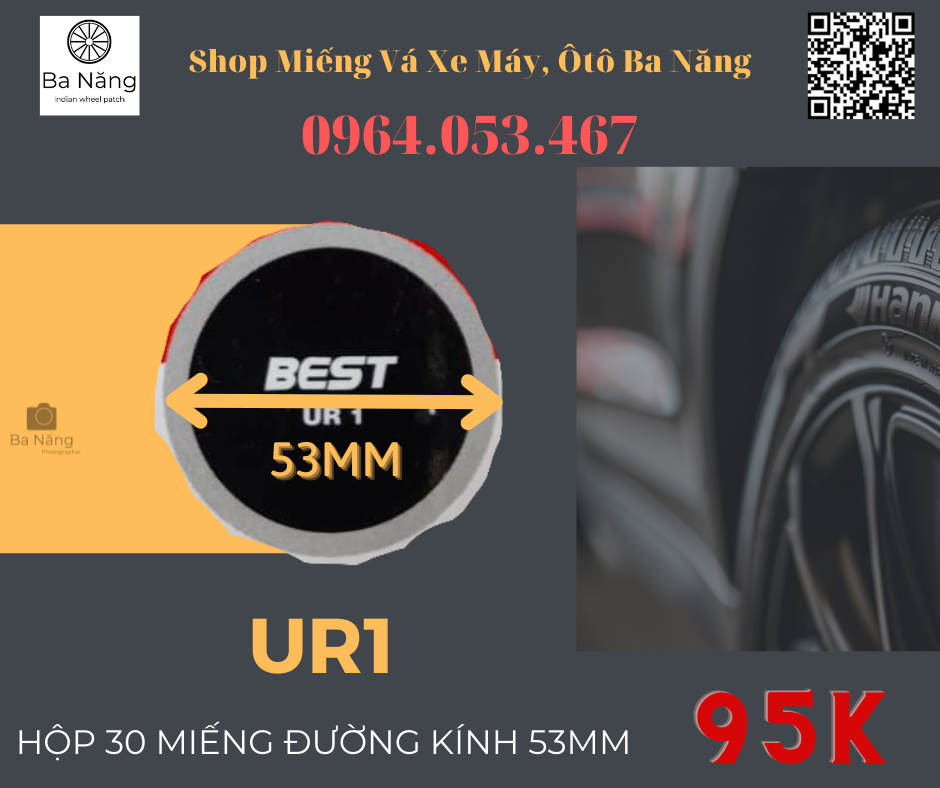 Miếng vá ruột xe máy, ôtô hình tròn UR1 53mm