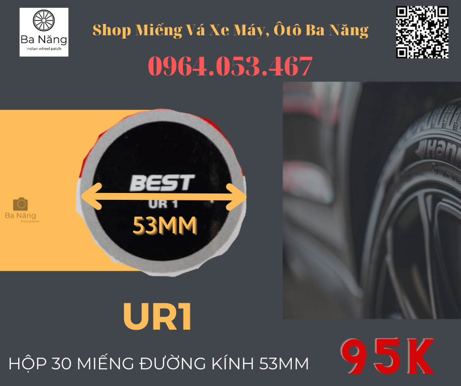 Miếng vá ruột xe máy, ôtô  hình tròn UR1 53mm