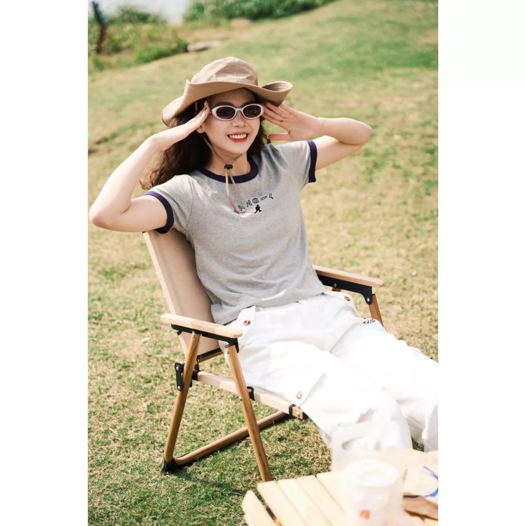 Áo Thun Baby Tee KANGOL Cộc Tay Phối Viền In Chữ