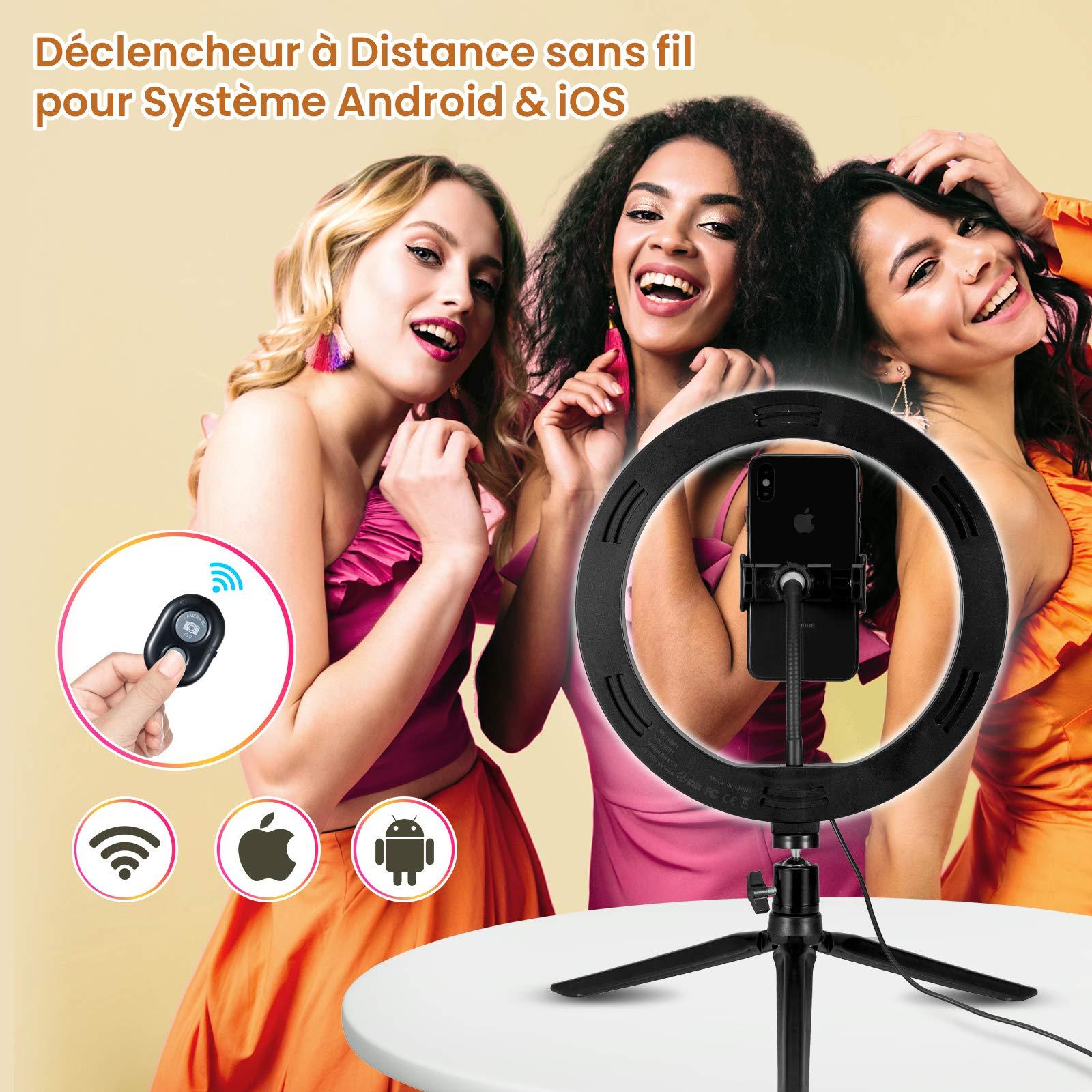 Đèn vòng với Chân máy / 3 Chế độ chiếu sáng 10 Độ sáng, hỗ trợ di động từ xa của bộ điều khiển từ xa, selfie, cho nhiếp ảnh, tok tik di động, trang điểm, selfie, phát trực tuyến, YouTube