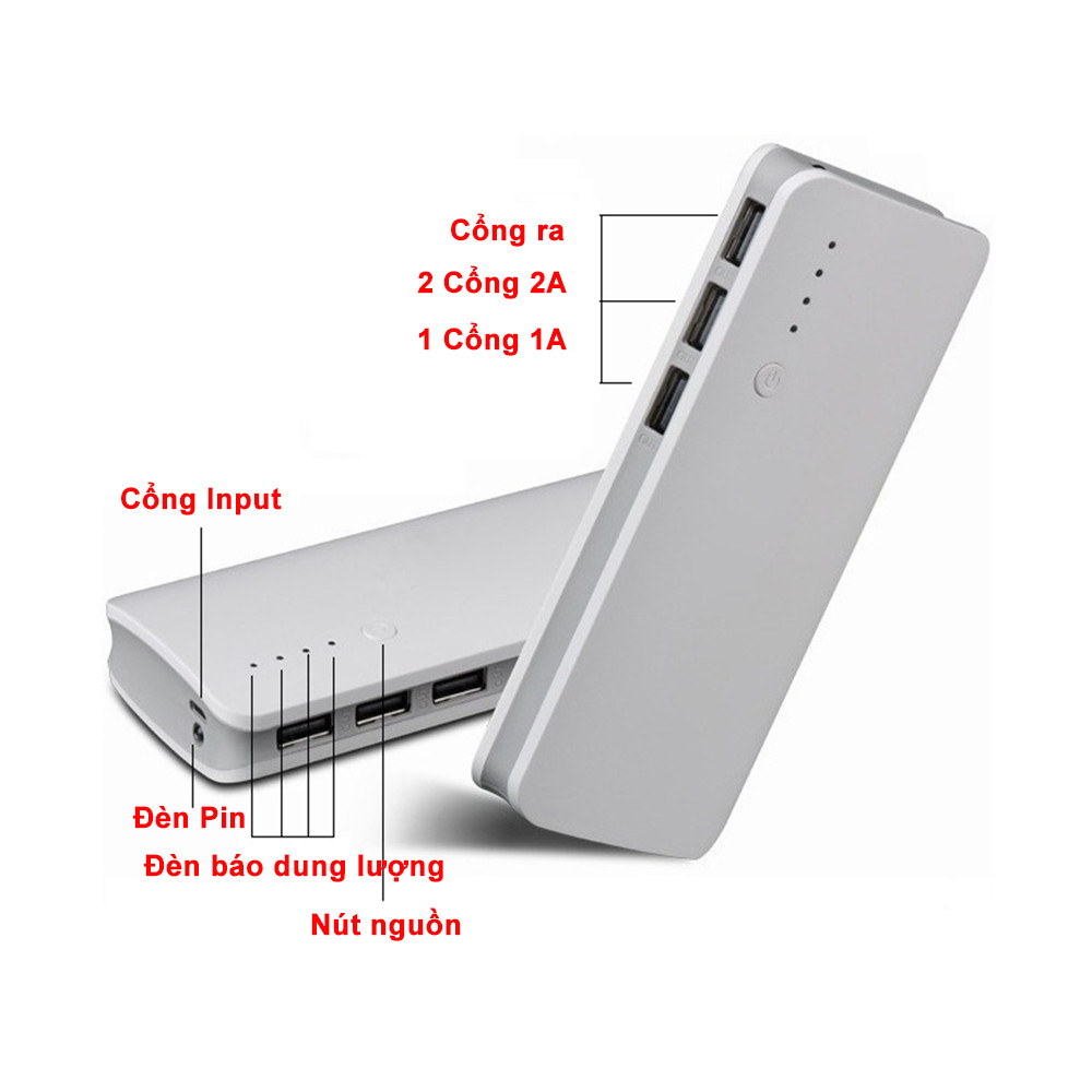 Sạc Dự phòng 10,000 Mah 2.1A Nhanh Đầy 3 Cổng