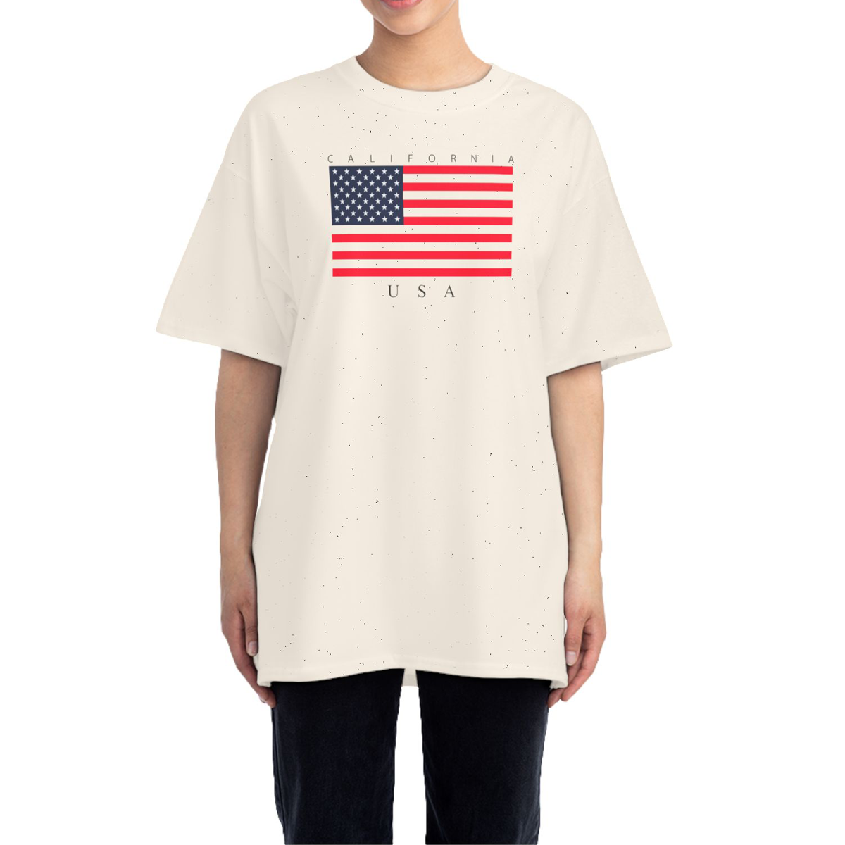 Áo Thun Nữ 100% Cotton In Cờ Mỹ USA Form Rộng Oversize