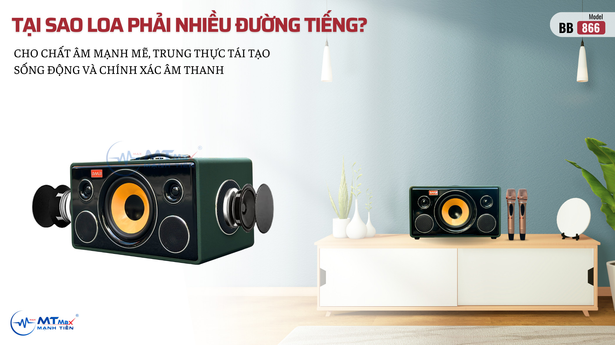 Loa Di Động BB866 - Hệ Thống 7 Loa 3 Đường Tiếng Âm Thanh Đa Hướng Kèm 2 Micro Cao Cấp Hàng Chính Hãng