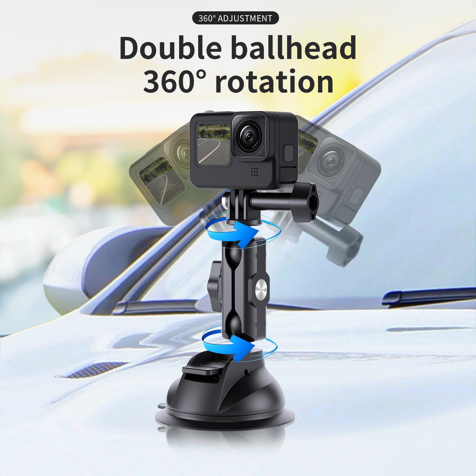 TELESIN Giá Đỡ Điện Thoại Ô Tô Cốc Hút Điều Chỉnh 360° 1/4 Bộ Chuyển Đổi Tiêu Chuẩn Cho GoPro 10 9 Insta360 Osmo Action Điện Thoại Di Động SJCAM