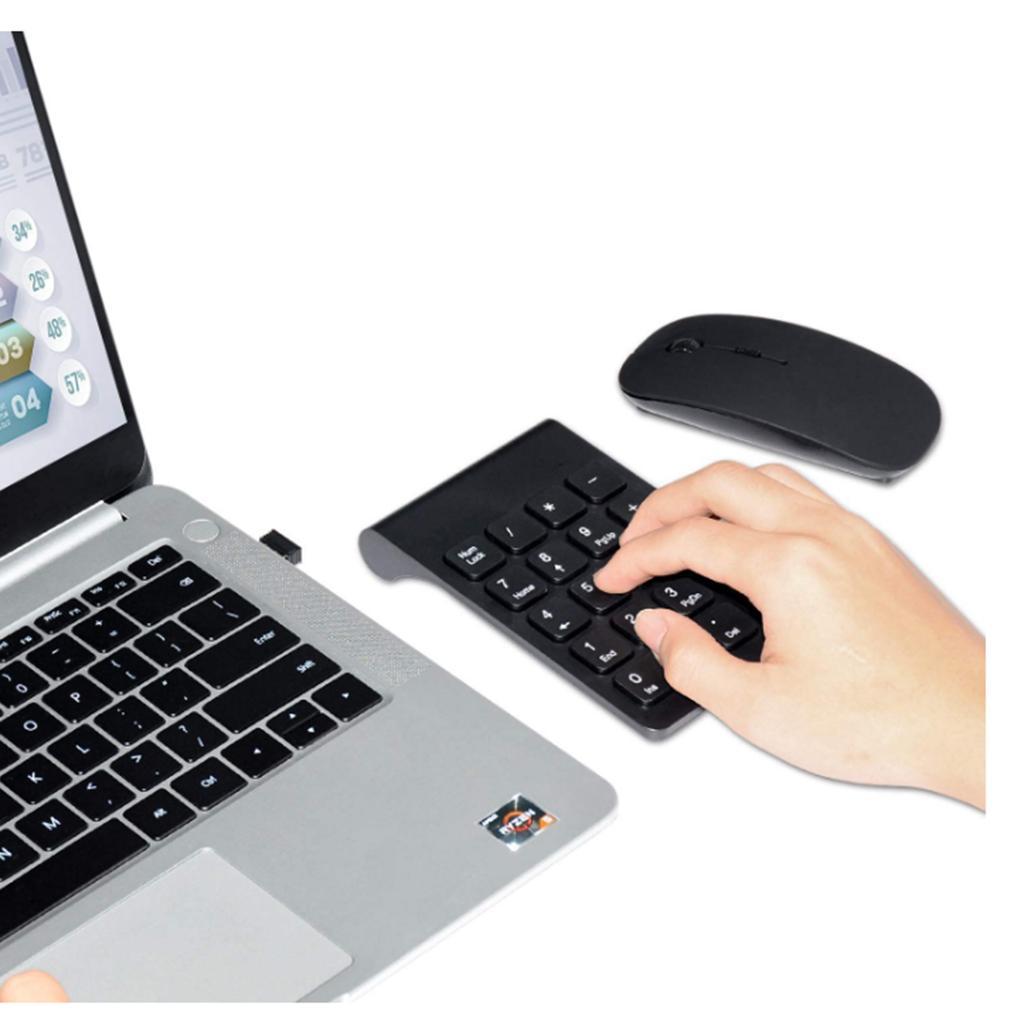 3X 2.4G Numeric Keypad USB Wireless Keypad with Mouse for Laptop Desktop Black