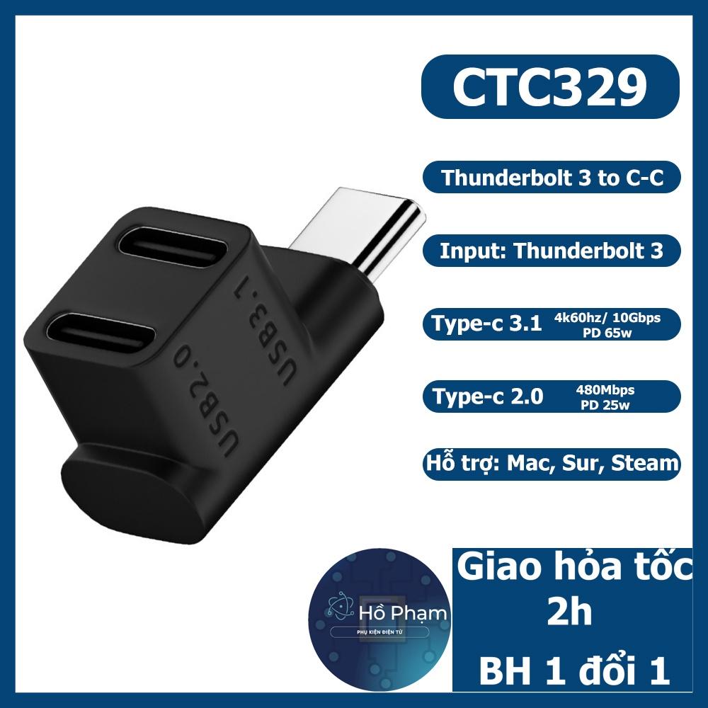 Đầu chia usb type-c ra 2 cổng hỗ trợ xuất hình 4k60hz, 10Gbps, chia 2 cổng PD cùng lúc hỗ trợ steam deck- Hồ Phạm CTC329