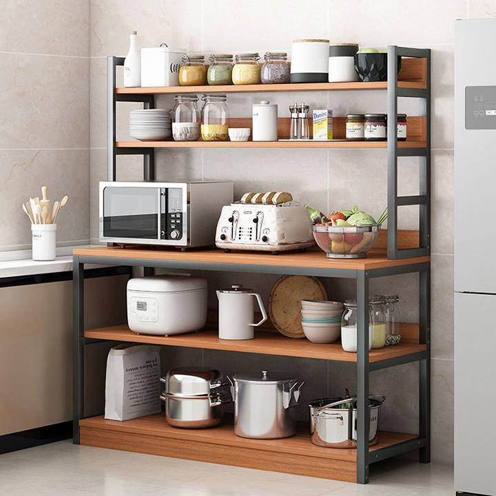 Kệ lò vi sóng, kệ nhà bếp đa năng ngang 80cm, kệ gỗ nhà bếp để lò vi sóng ngắn để đồ rộng thép sơn tĩnh điện cao cấp
