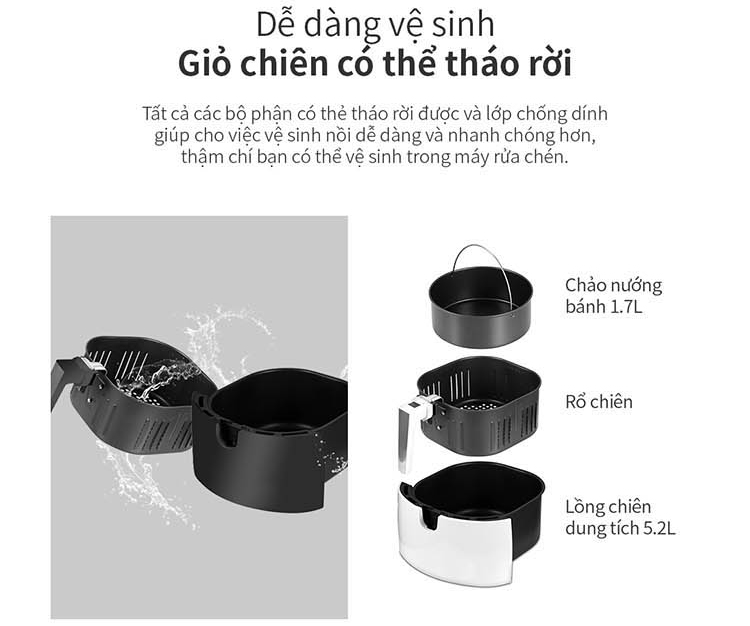 Nồi Chiên Không Dầu Lock&Lock EJF357WHT  - Hàng Chính Hãng