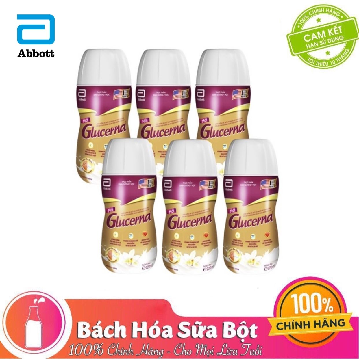 Combo 6 Chai Sữa Nước Abbott Glucerna Vani 220ml