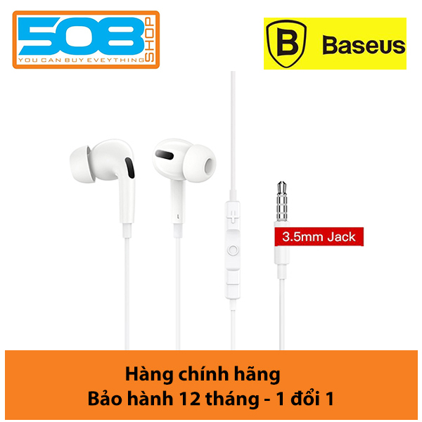 Tai nghe có dây Ba-se-us H18, Tai nghe nhét tai, có mic Ba-se-us H18 Cổng 3.5mm Cho Âm Thanh Sống Động - Hàng chính hãng