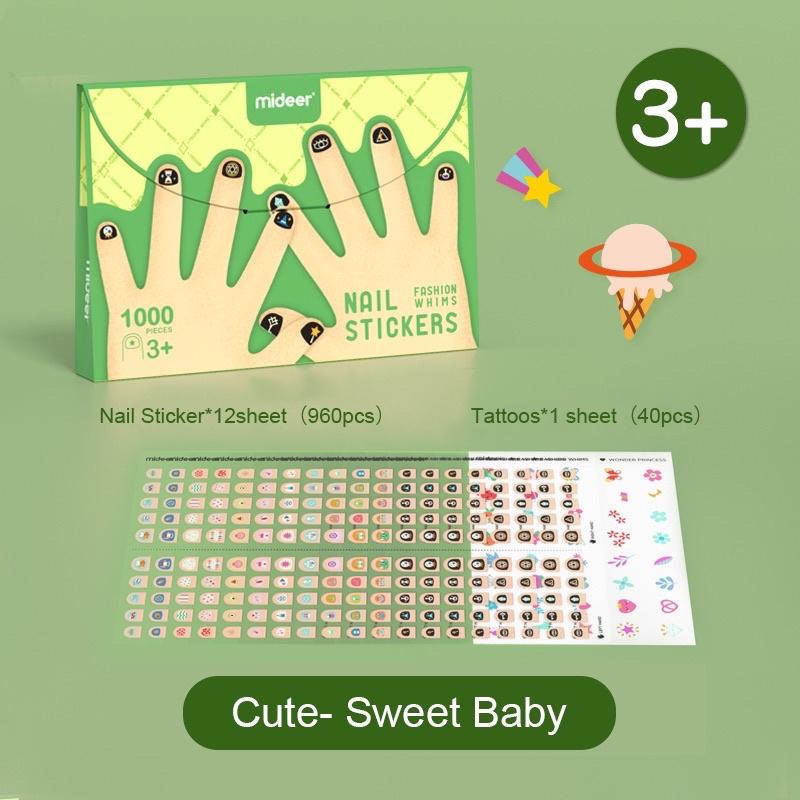 Dán móng tay cho bé Mideer Nail stickers miếng dán móng tay giả an toàn cho bé gái