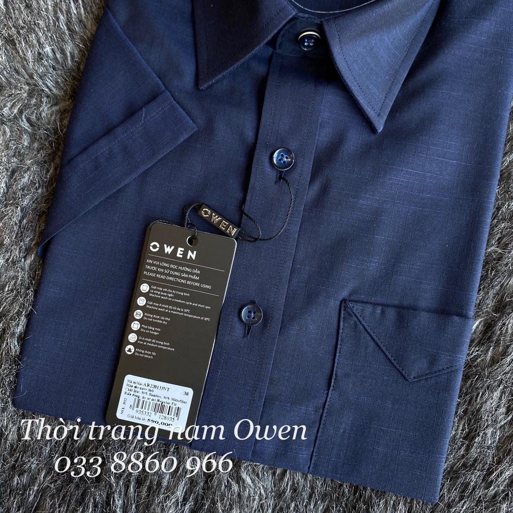 OWEN - Áo sơ mi ngắn tay Owen REGULAR FIT chất SỢI TRE MÀU XANH THAN 220133