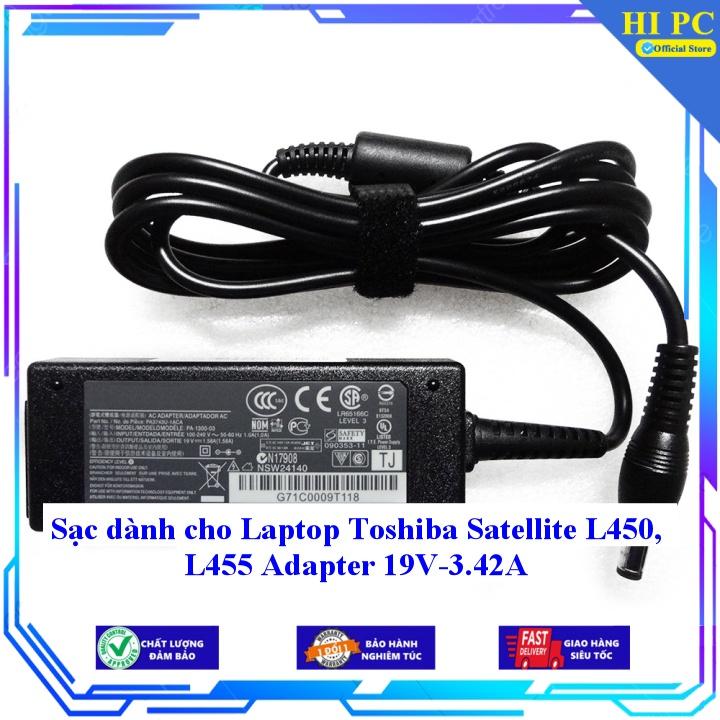 Sạc dành cho Laptop Toshiba Satellite L450 L455 Adapter 19V-3.42A - Kèm Dây nguồn - Hàng Nhập Khẩu
