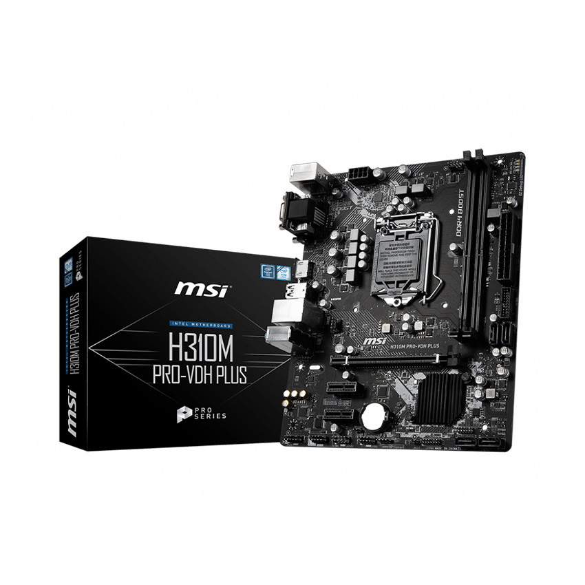 Bo Mạch Chủ Mainboard MSI H310M PRO-VDH PLUS (Intel H310, Socket 1151, m-ATX, 2 khe RAM DDR4)-Hàng Chính Hãng