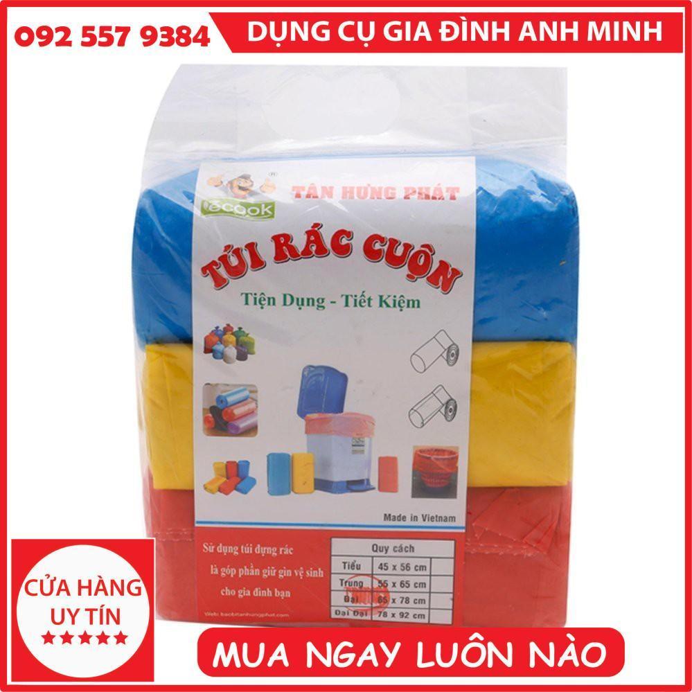 9 cuộn Túi đựng rác văn phòng, Bao đựng rác trường học tiện lợi 3 màu size trung 55x65