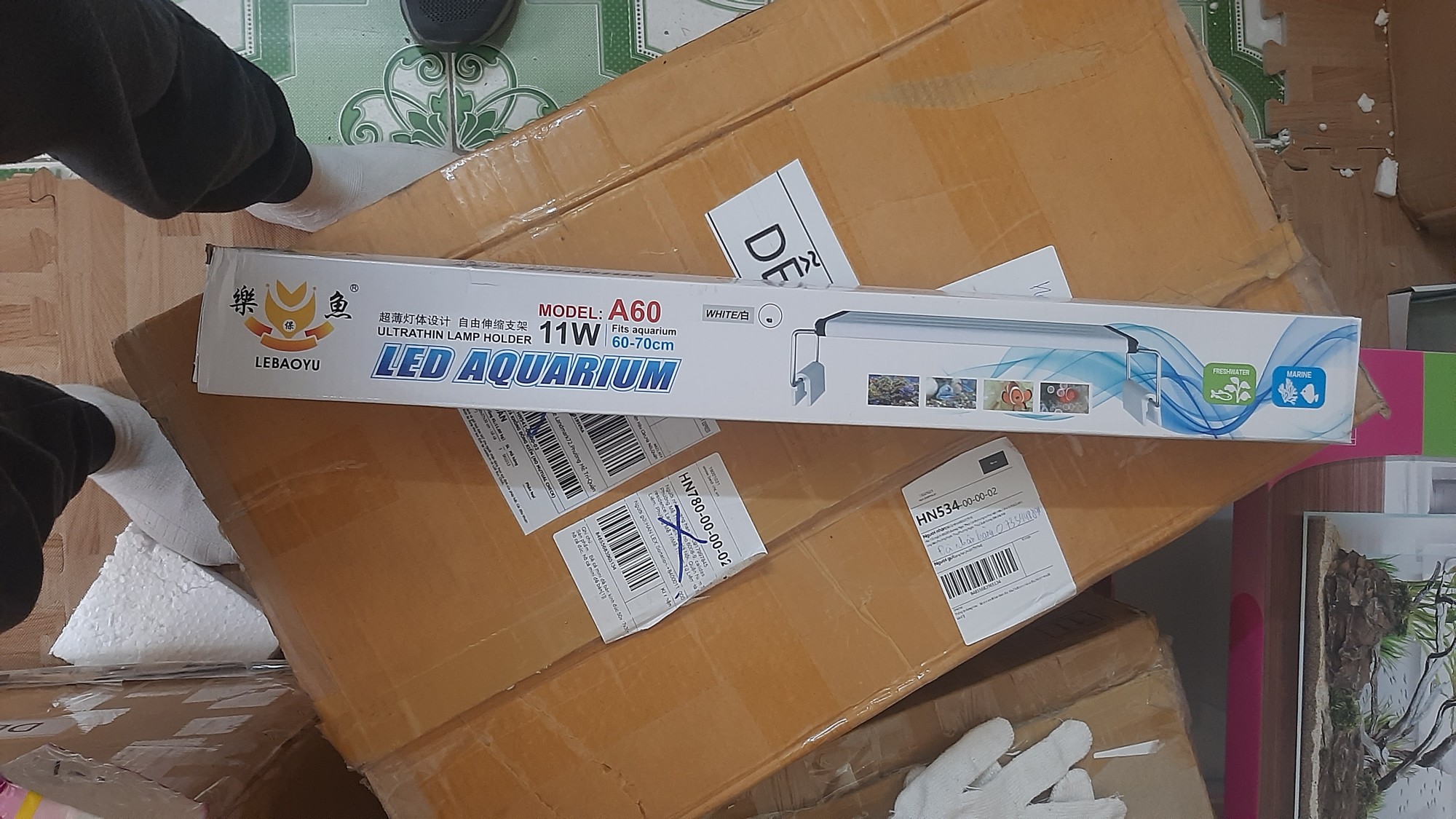 Đèn led 3 màu thủy sinh, đèn led bể cá mini, đèn hồ cá, A60 cho bể dài từ 60-70 cm
