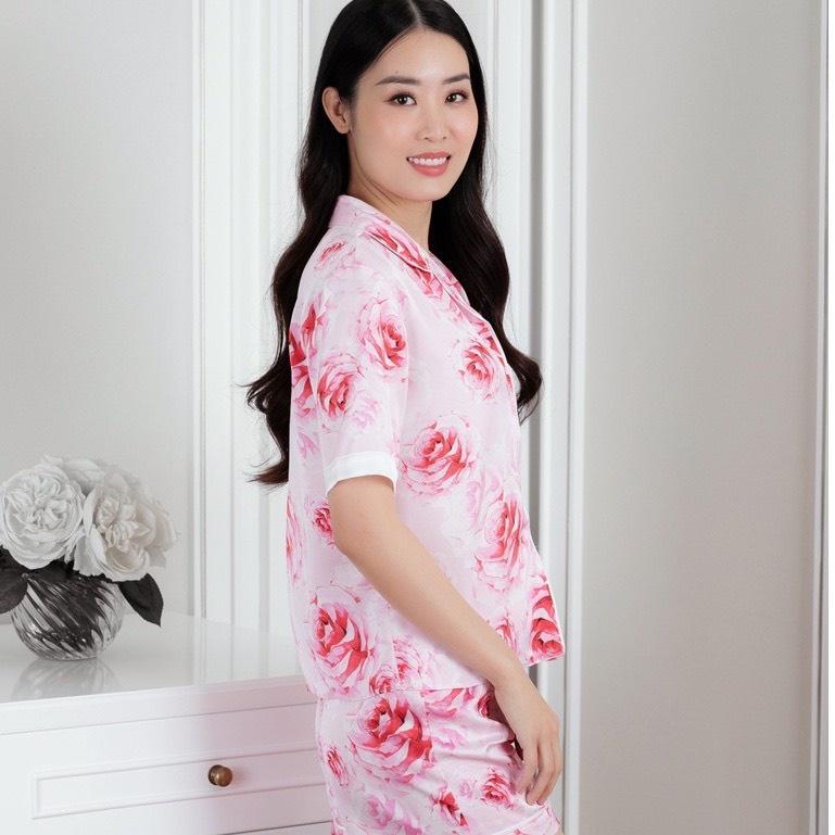 Bộ Ngủ Nữ Pijama Ngắn Tay Họa Tiết Hoa Hồng thương hiệu Venus Secret