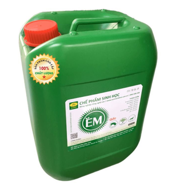 Chế phẩm sinh học EM gốc . Men vi sinh Đại Học Nông Nghiệp 1 Hà Nội. Chứa hàng tỷ bào tử hữu hiệu. Từ 1 lít EM gốc sản xuất ra 40 lít EM thứ cấp. Can 10 lít. HSD: 2 năm