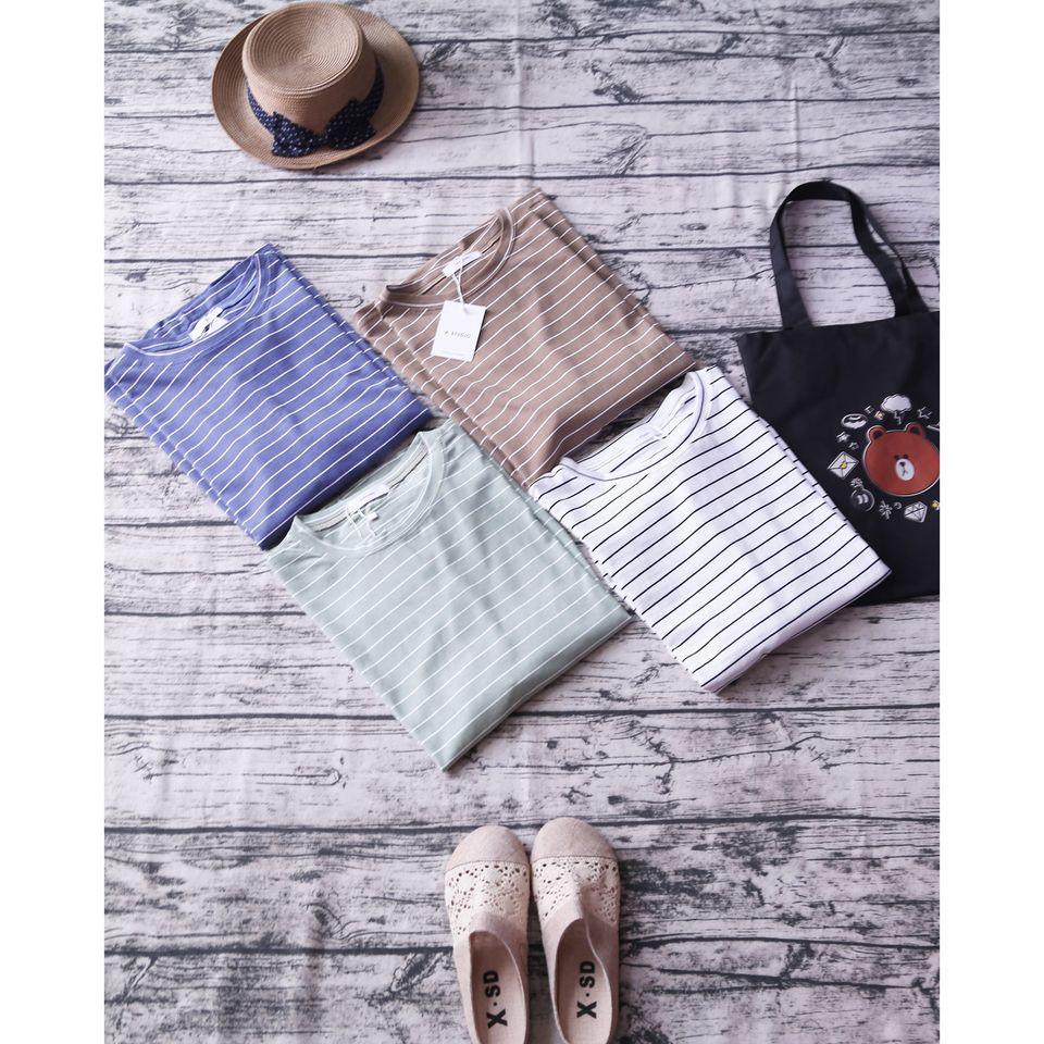 ÁO SWEATERSHIRT SỌC NGANG TAY BỒNG DÁNG RỘNG