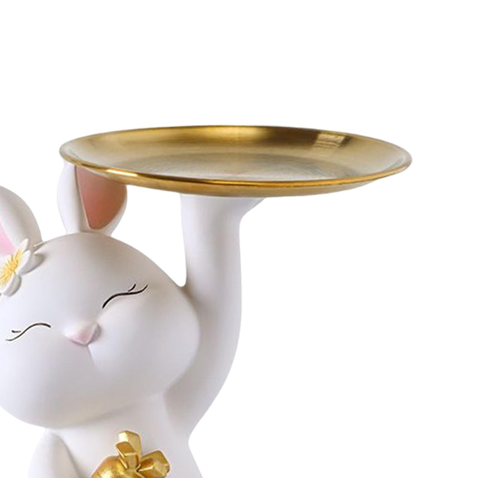 Bunny Statue Storage Tray Desk Organizer for Shop Tabletop Dining Room