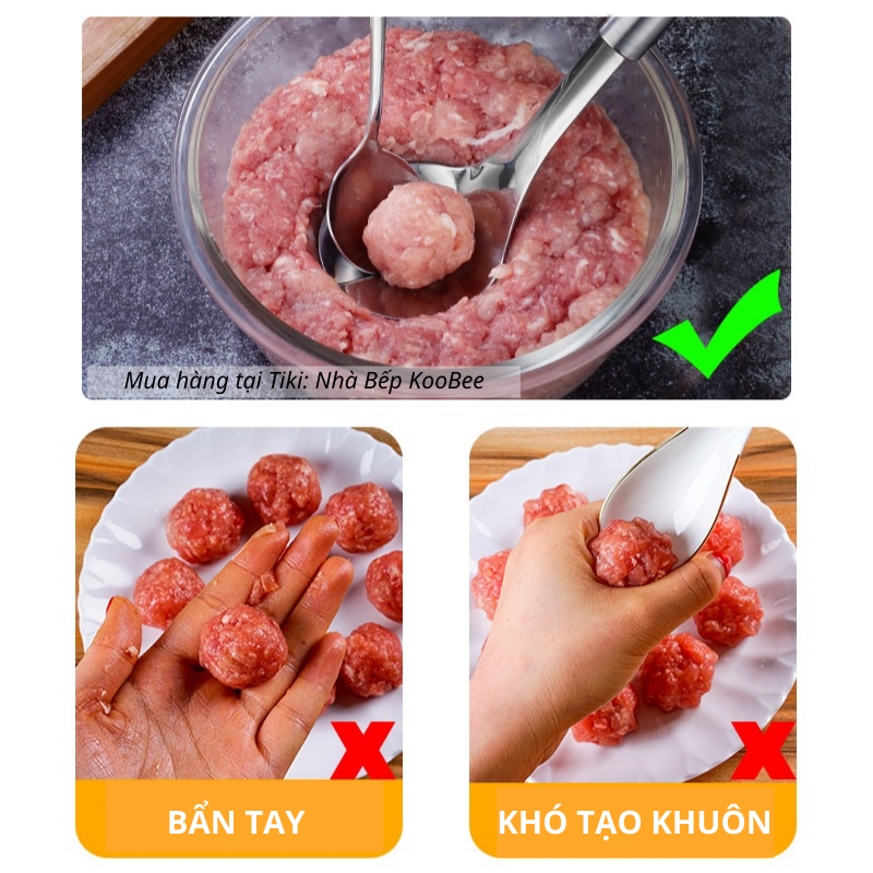 Dụng cụ làm thịt viên, chả viên, nặn mọc - Thìa làm viên thịt cao cấp KooBee (NB32)