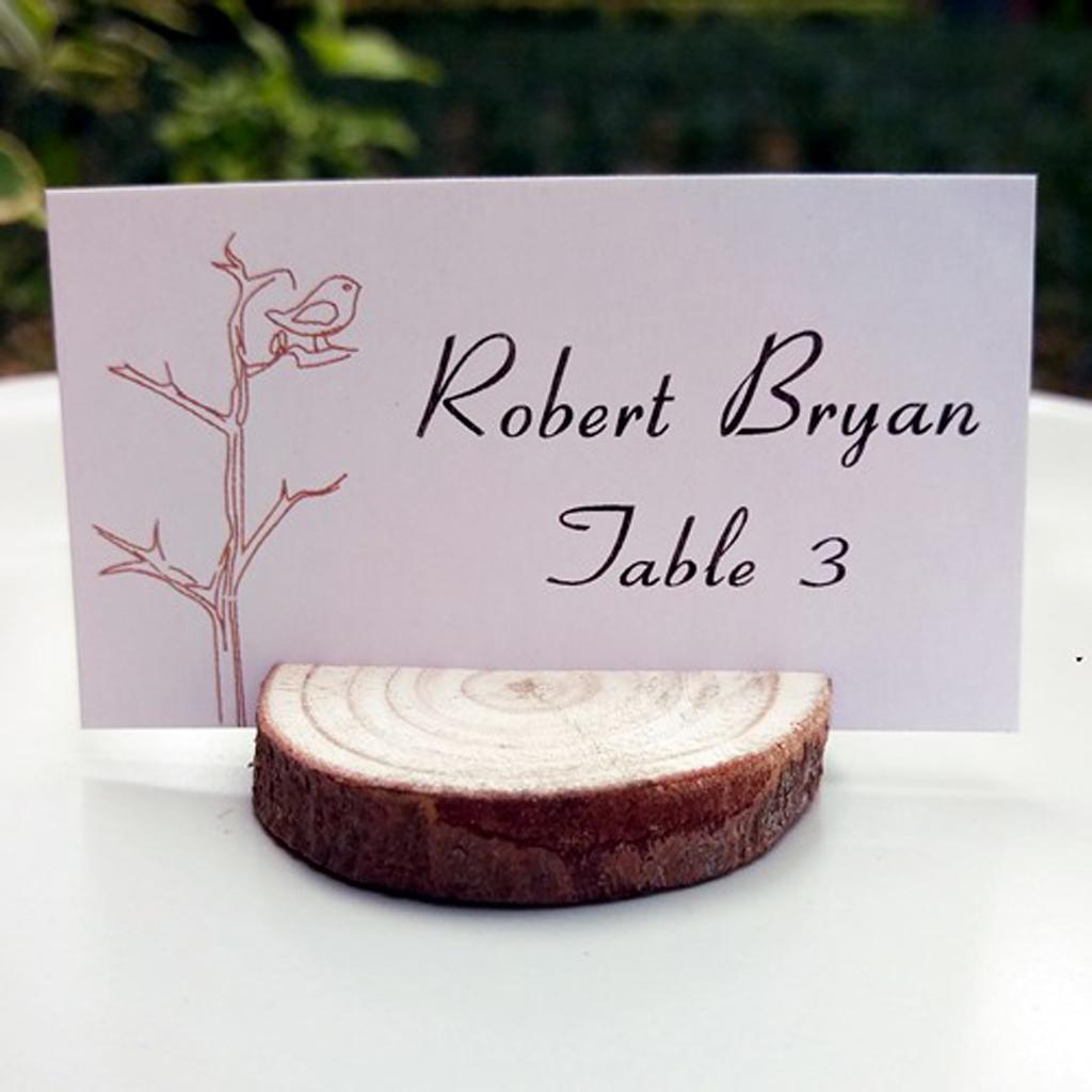 Chic Shabby Style Wood Log Card Holder with Card Wedding Place Card Table Decor
