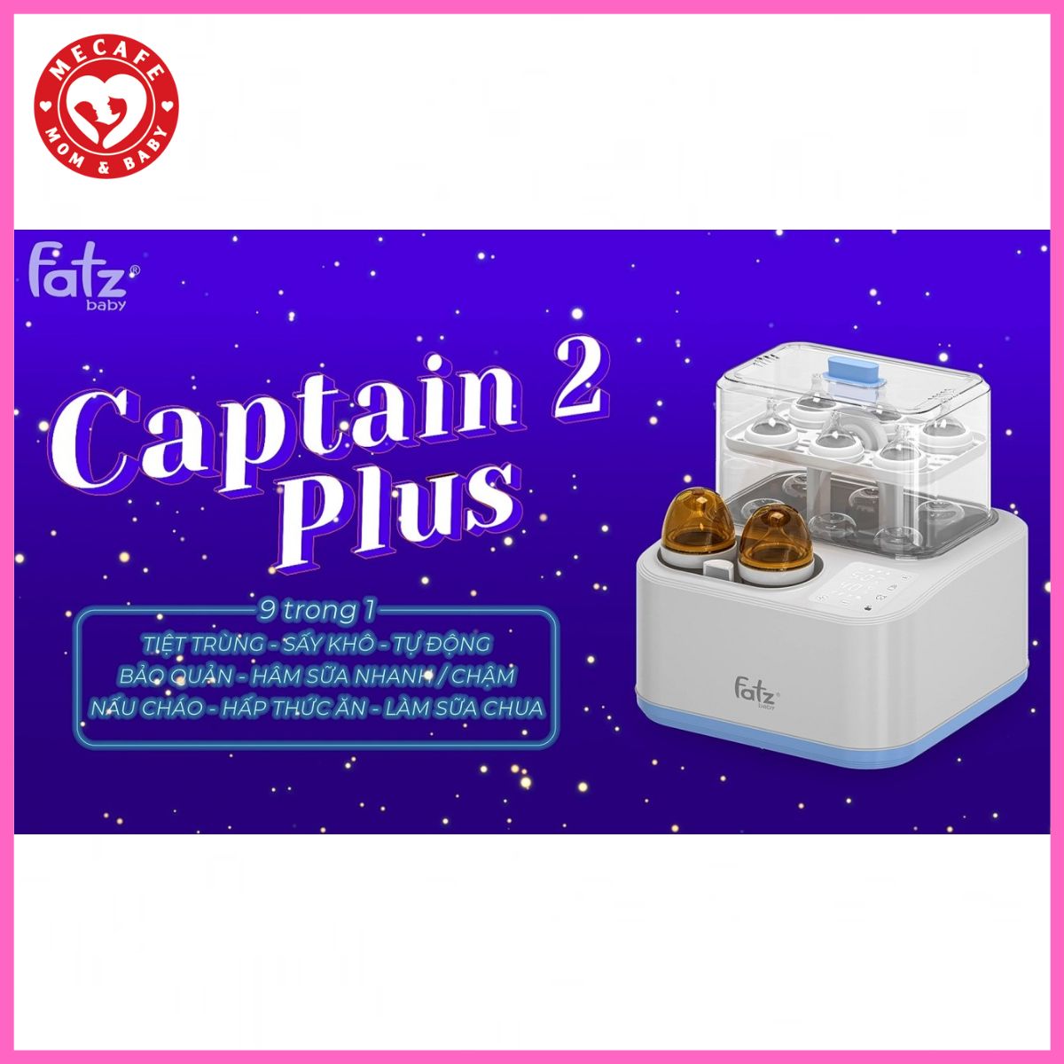 Máy tiệt trùng hâm sữa/sấy khô/nấu cháo/làm sữa chua Fatzbaby CAPTAIN 2 PLUS (9 trong 1)