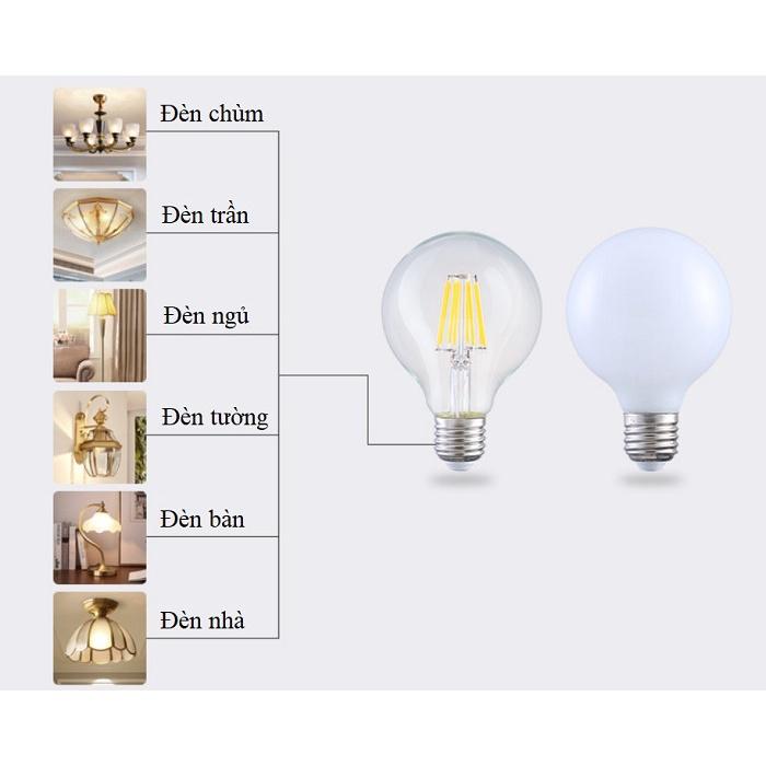 Bóng Đèn Trong Edison G80/G95/G125 Đui Xoáy E27, Bóng Đèn Tròn Trang Trí Phòng Ngủ Phòng Khách Shop Thời Trang Hàng Chính Hãng